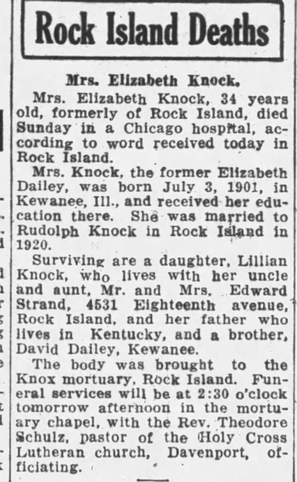 Clipping from The Rock Island Argus